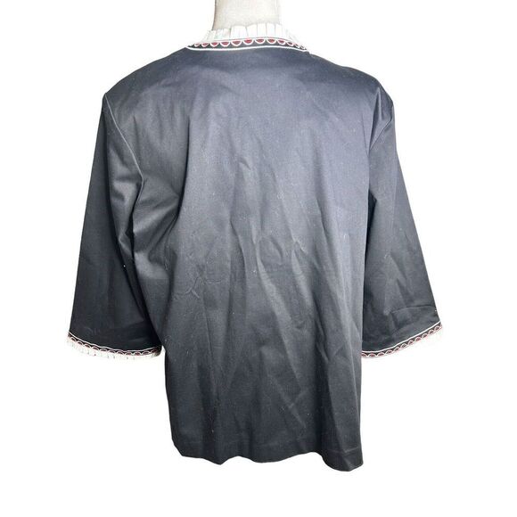 Bob Mackie Women's 1X Black Abstract Floral Embroidered Open Front Blazer Artsy - Picture 3 of 4